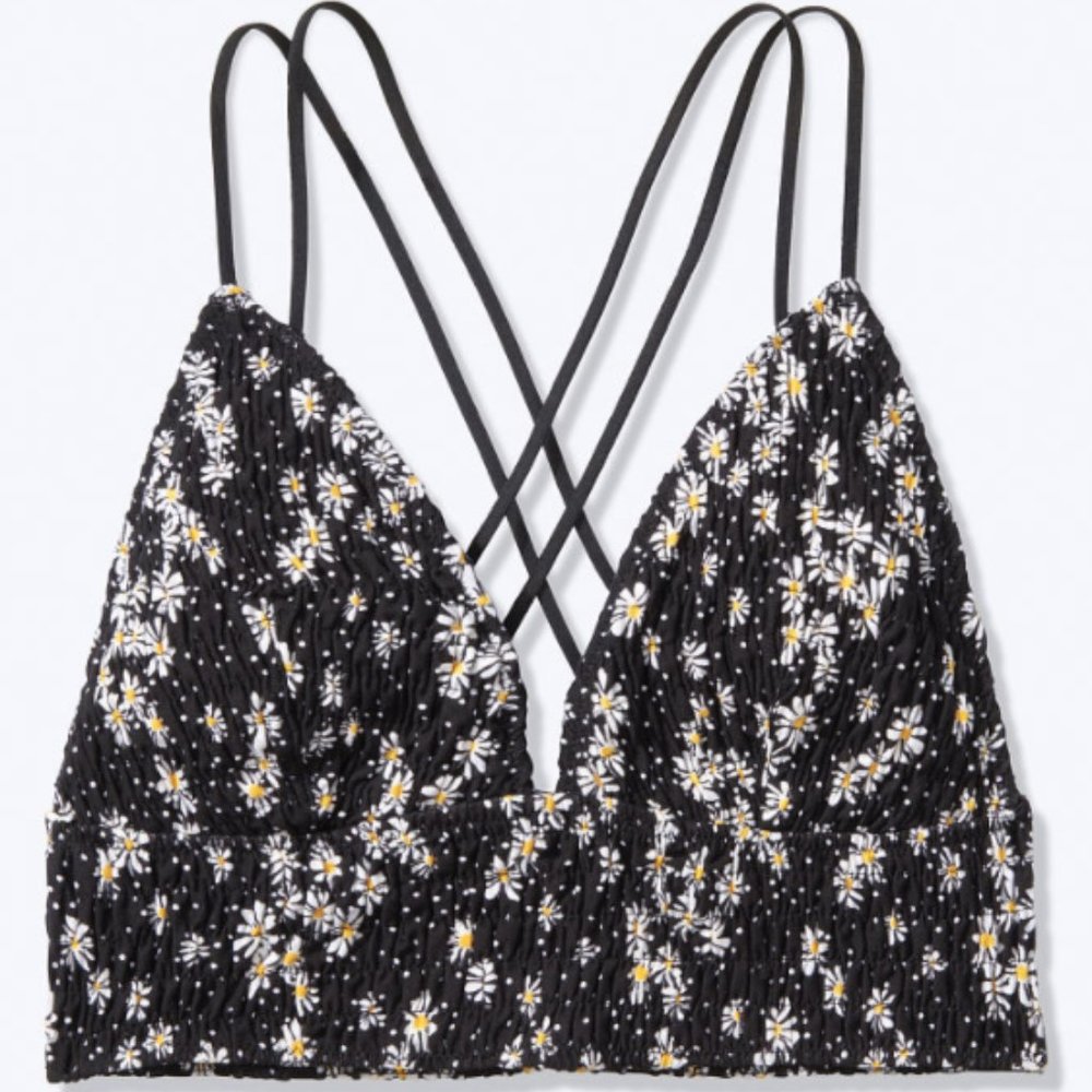 PINK smocked triangle bralette (medium)